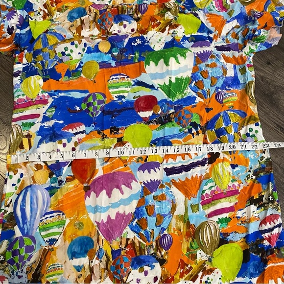 NWT Maloka Dress montgolfière artsy hot air balloon print flutter sleeve Viscose - Picture 13 of 15